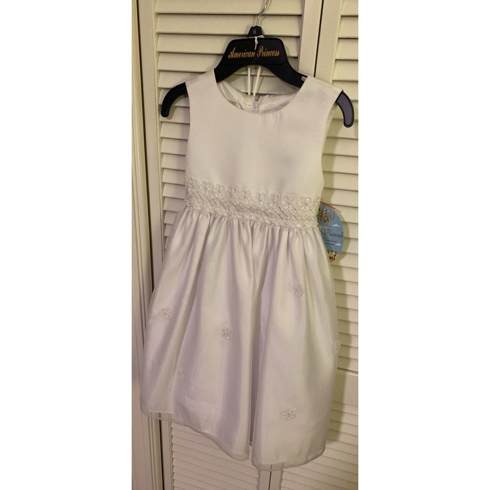 American Princess Girls White Dress Size 6 First Communion Flower Girl Formal